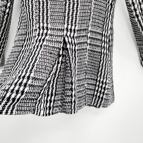 Ambiance Apparel Black & White Tweed Button Up Lined Trench Coat Women's Size L - Picture 3 of 10